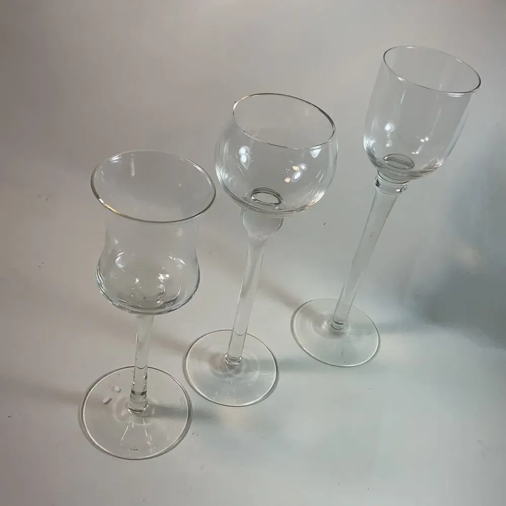 Hearthstone Set 3 Clear Glass Candle Tea Light Holders Holiday EUC In Box